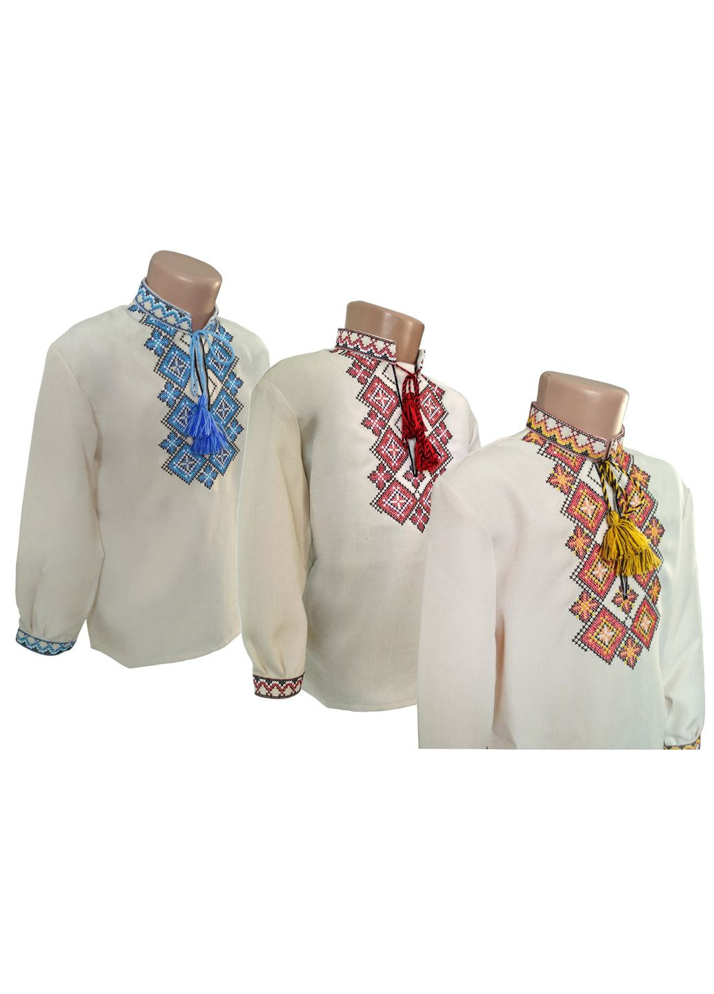 Бежевая детская вышиванка орнамент праздничный красный НоКо узор орнамент габардин (308249074)