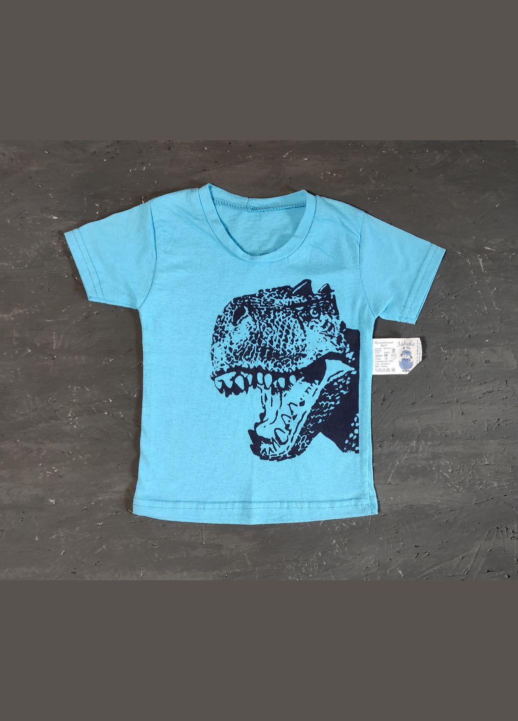 Блакитна футболка з принтом динозавр No Brand
