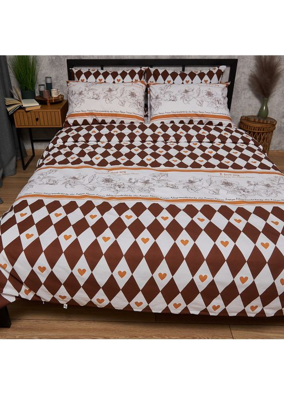 Комплект постільної білизни Бязь Gold Люкс двоспальні 175х210 наволочки 2х50х70 (MS-820009386) Moon&Star Heart Patch (356115114)