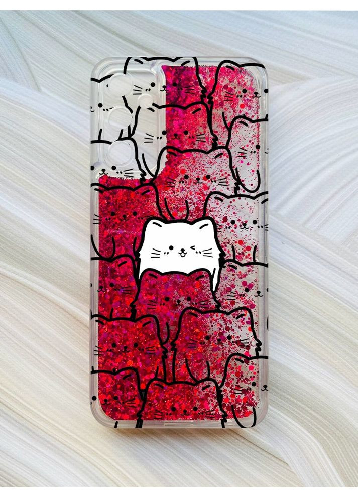 Чохол з плаваючими блискітками на Samsung Galaxy A24 (A245) Рожевий Котики (принт 392) CASE CONTROL (360670842)