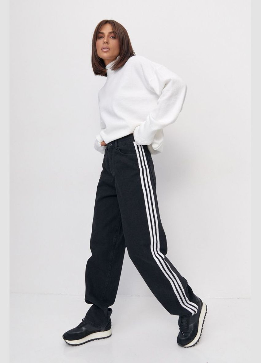 Жіночі джинси Baggy з лампасами 31441 Lurex - (315799402)