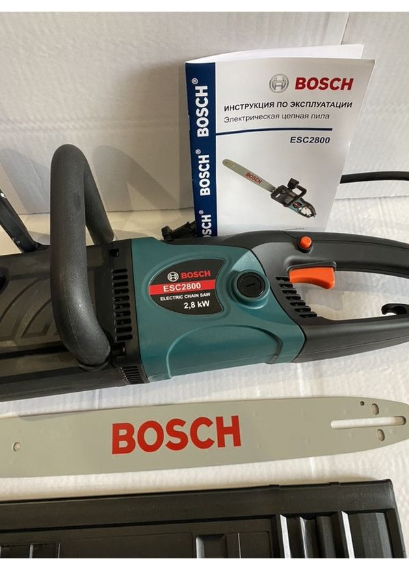 Електрична ланцюгова пила ESC2800 (шина 40 см, 2.8 кВт) з безключовим натягуванням ланцюга. Електропила бош Bosch (368682191)