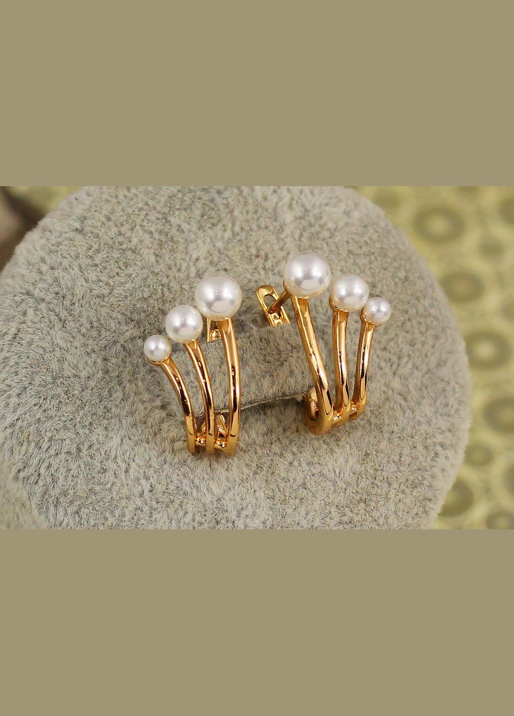 Сережки триквел з перлинами 2 см золотисті Xuping Jewelry (327880780)