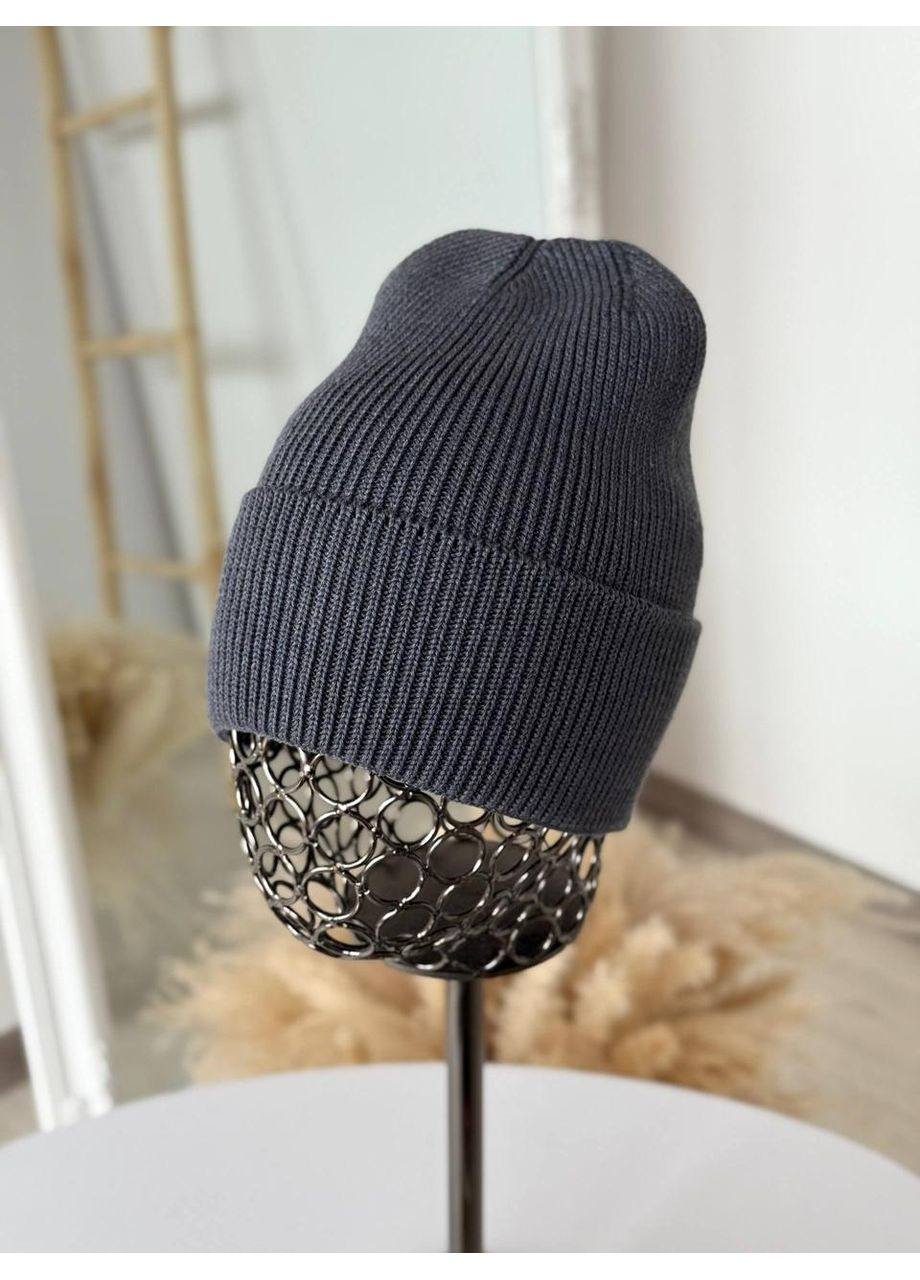 Женская вязаная шапка базовая / Женская трикотажная шапка с отворотом / Теплая зимняя шапка женская No Brand (367837410)