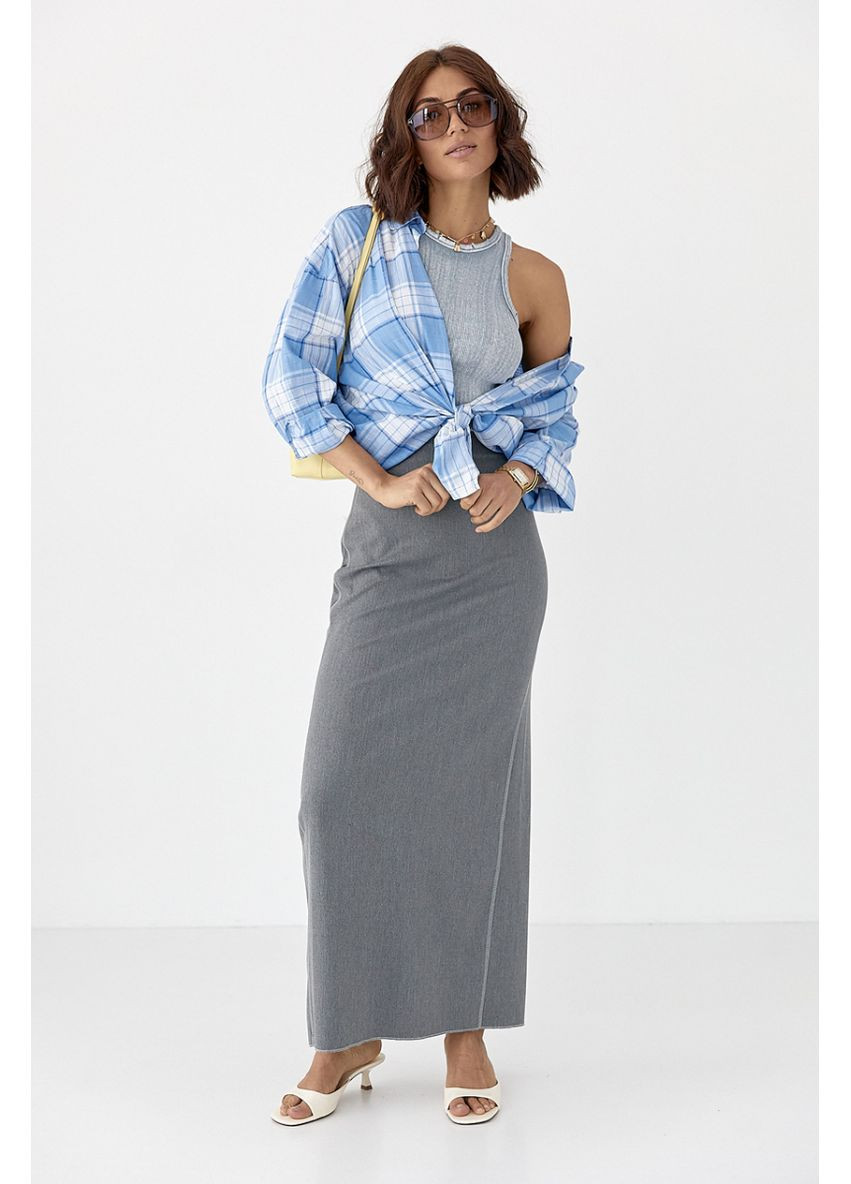 Голубой кэжуал рубашка в клетку Lurex