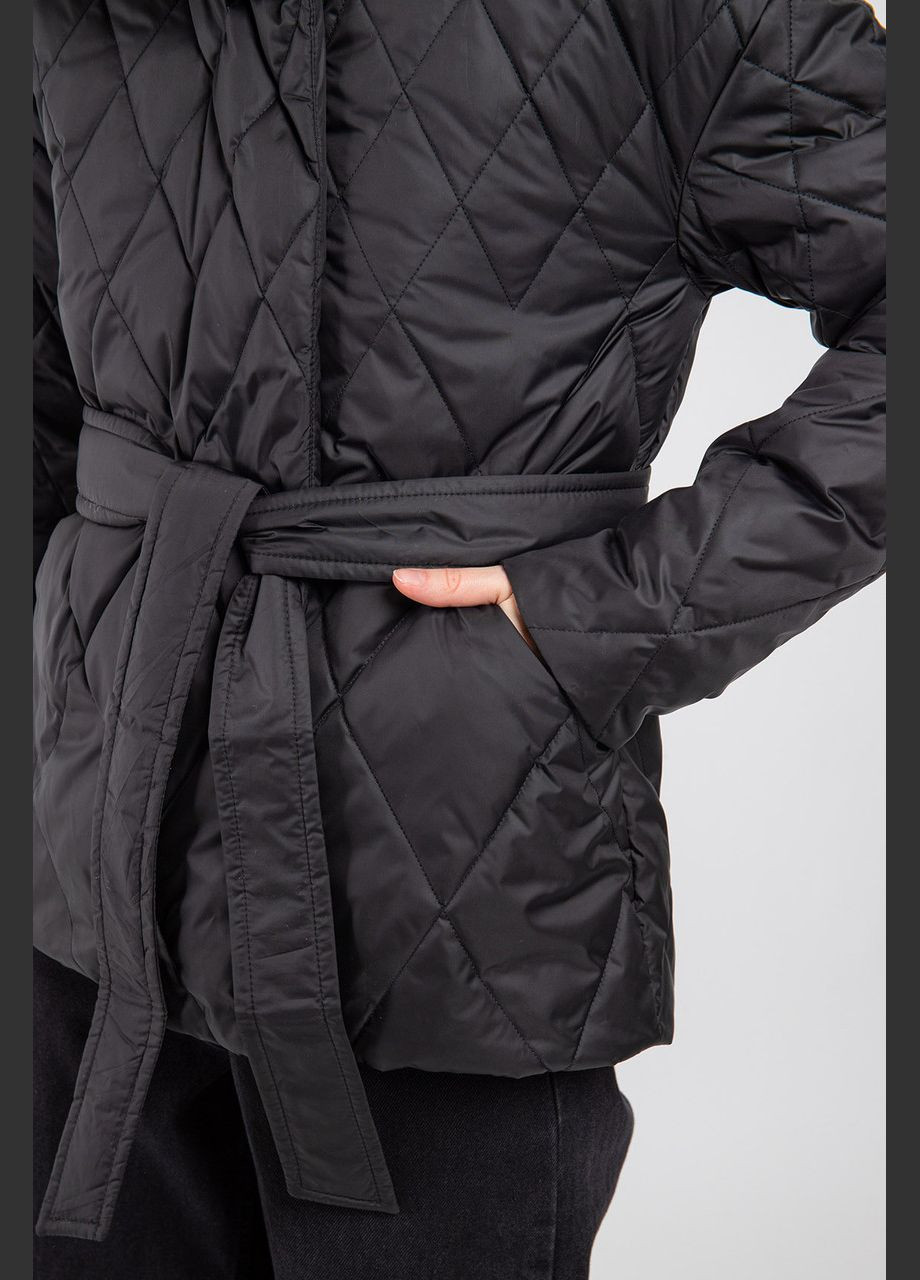 Чорна демісезонна куртка жіночої стебла коротка трендова чорна mkasay23-4 Modna KAZKA