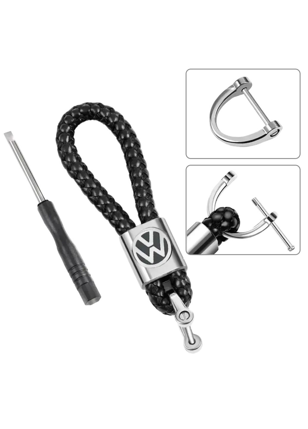 Брелок для ключів з логотипом плетений ЧОРНИЙ з викруткою Volkswagen (369612081)