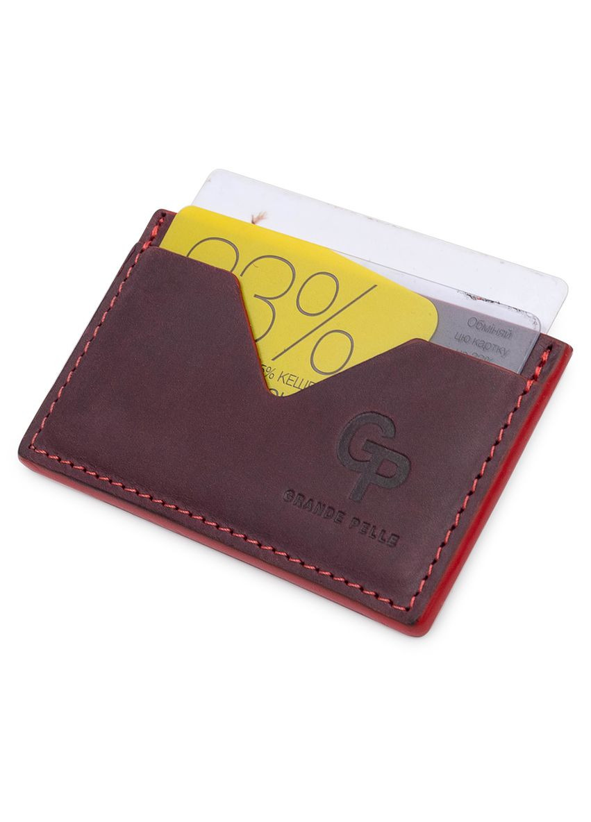 Жіночий картхолдер на 2 відділення з натуральної шкіри бордовий (sku_11527) No Brand (330012730)