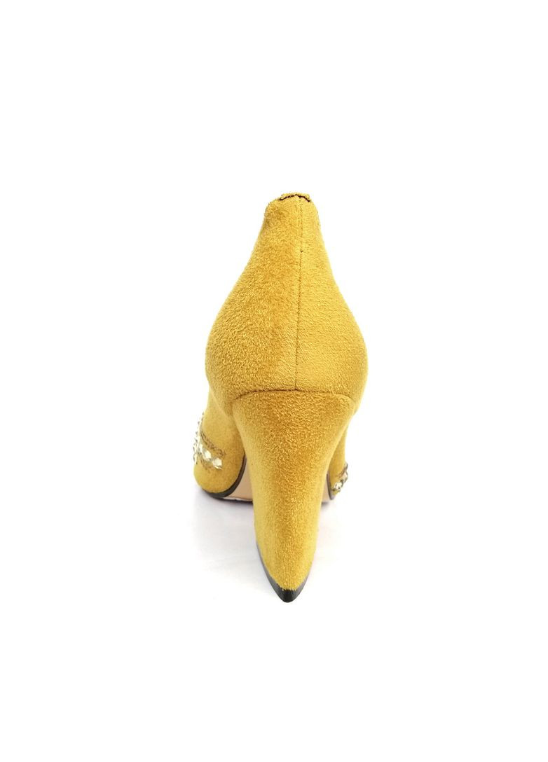 Fashion Туфли на широком каблуке, желтые. желтый з текстиль, украина — демисезон (352168370)