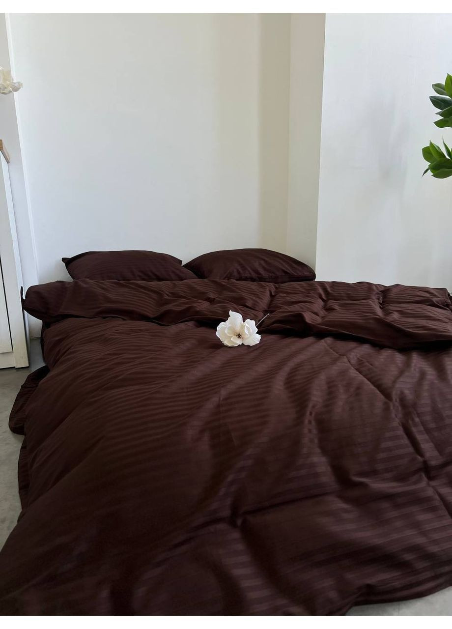 Комплект постільної білизни двоспальний No Brand сірий страйп (370864791)