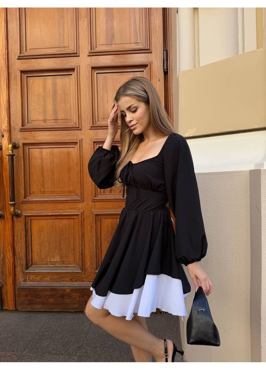 Черно-белое повседневный, кэжуал женское черное платье No Brand