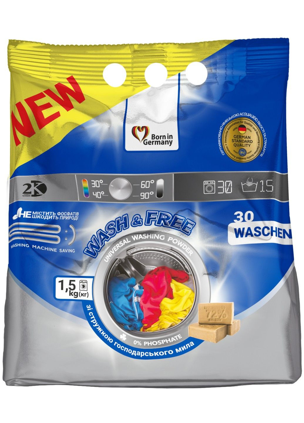 Пральний порошок Wash&Free Універсал 1,5кг WASH & FREE (299150725)