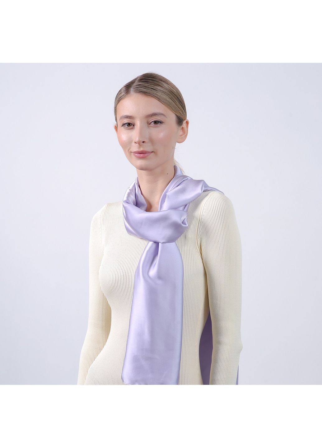 Палантин женский однотонный атлас фиолетовый КРИСТАЛ LuckyLOOK 723-481 (326487874)