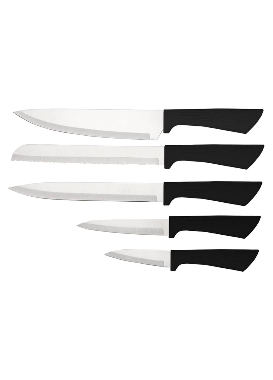 Набор кухонных ножей с доской и овощечистка на подставке 8-в-1 черный Maestro комбинированные,