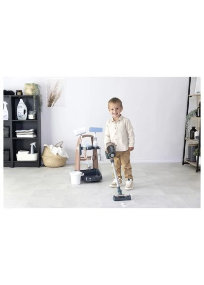 Игровой набор Тележка для уборки Ровента с ручным пылесосом и аксессуарами (7600330326) Smoby Вiзок для прибирания Ровента з ручним пилососом та (364659607)