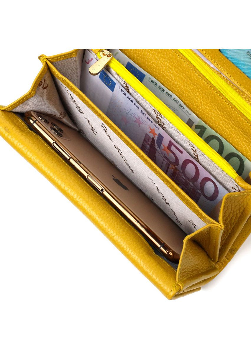 Барвистий жіночий гаманець з великою кількістю відділень із натуральної шкіри жовтий 21960 Tony Bellucci (329199004)