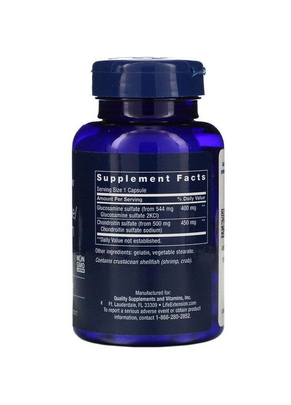 Глюкозамін хондроїтин Glucosamine/Chondroitin 100 капсул Life Extension (357340104)