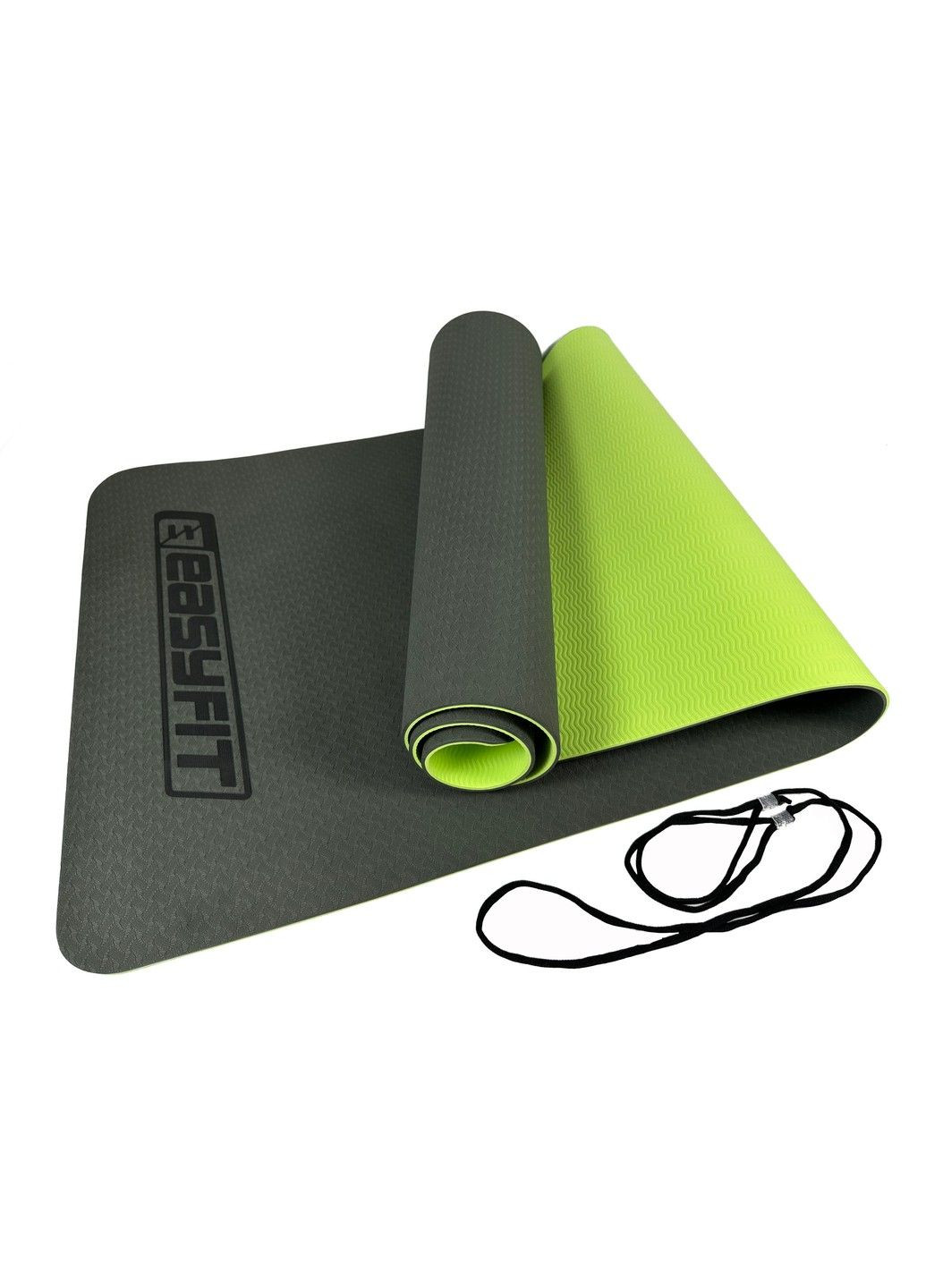 Коврик для йоги и фитнеса TPE+TC 6мм EF-1924-BG Black-green EasyFit (295548016)