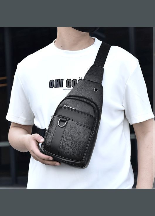 Чоловіча сумка бананка нагрудна Junzidaishu слінг барсетка чорна Eton (325482442)