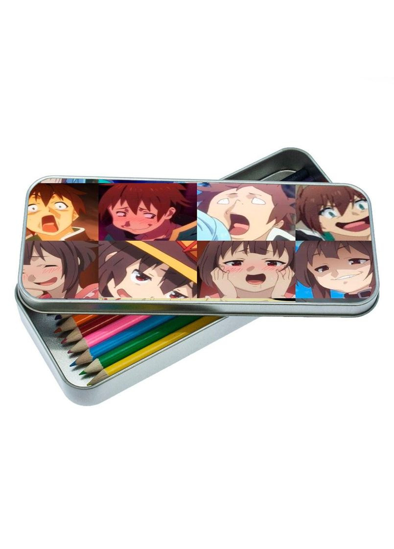 Пенал школьный для мальчика и девочки металлический КоноСуба #008 7*18 см Silver No Brand (309152027)