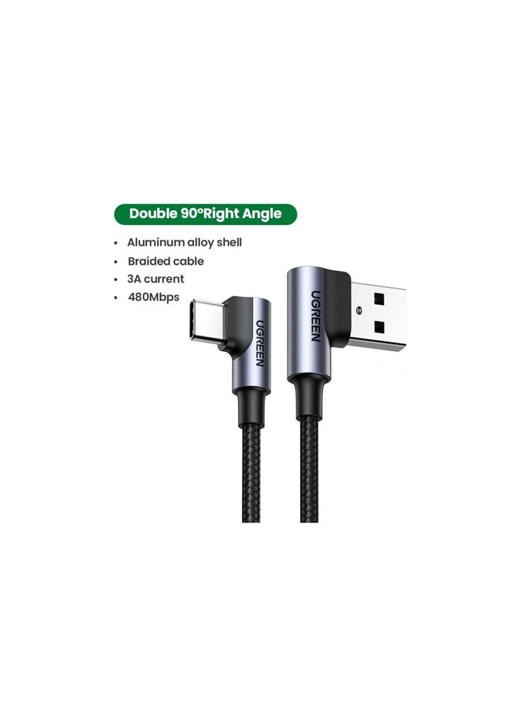 Дата кабеля USB 2.0 AM to Type-C 1.0m US176 Both Angled 3A (m481369) Ugreen USB 2.0 AM to Type-C 1.0m US176 Both Angled 3A (Bl (367067736)