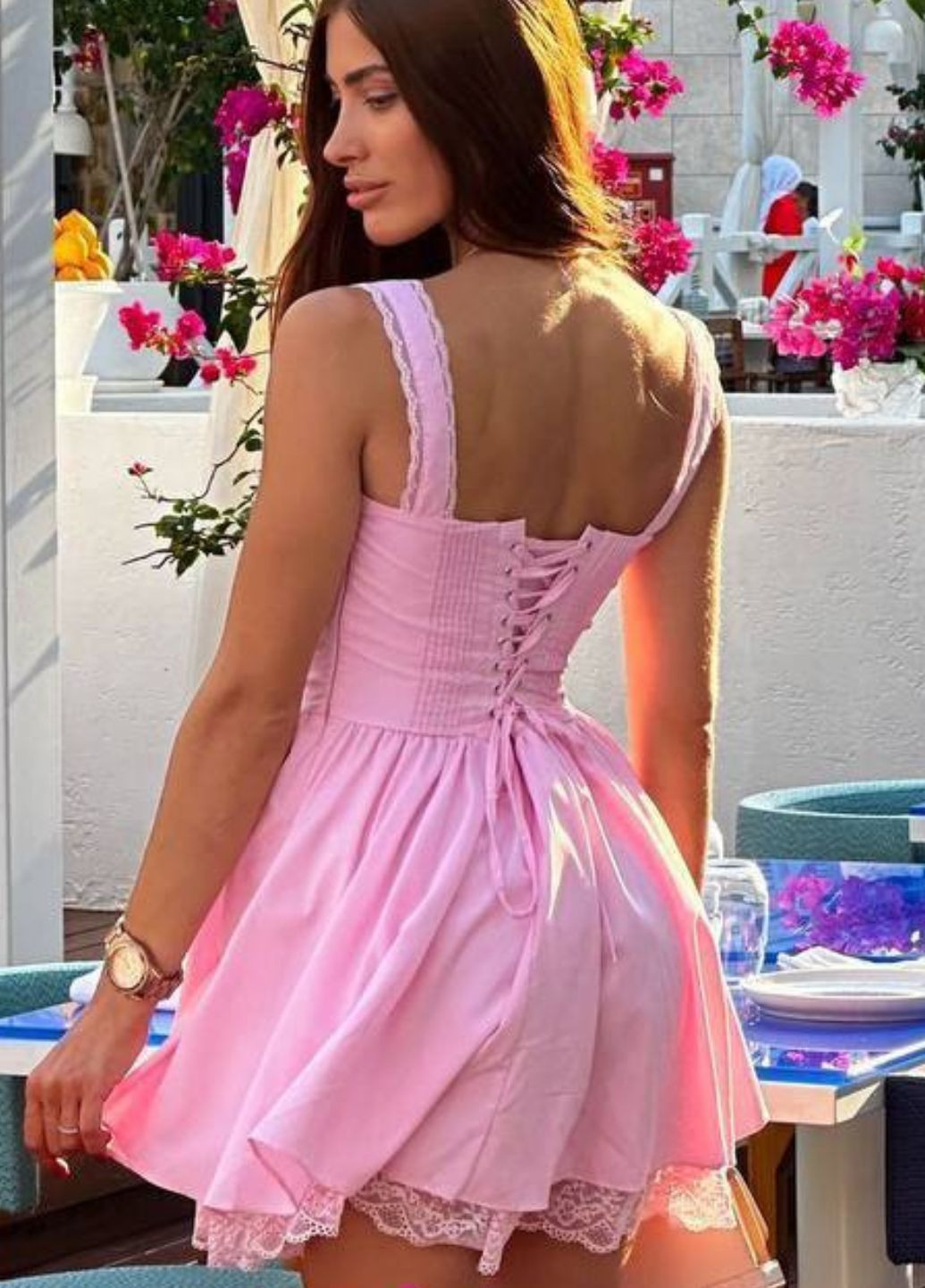 Рожева повсякденний міні сукня на бретелях бебі долл Tik-Tak однотонна