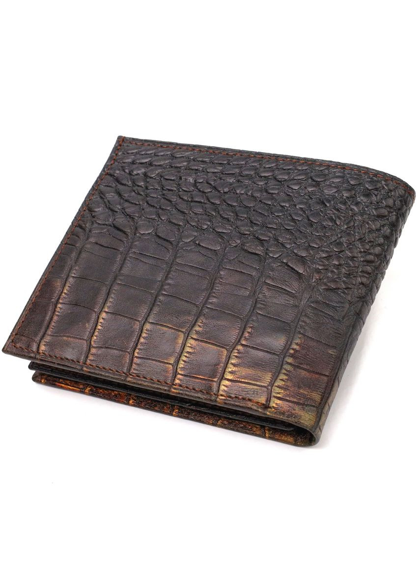 Портмоне для документов мужское Кожаное с тиснением под крокодила 21784 Темно коричневое Canpellini (306881676)