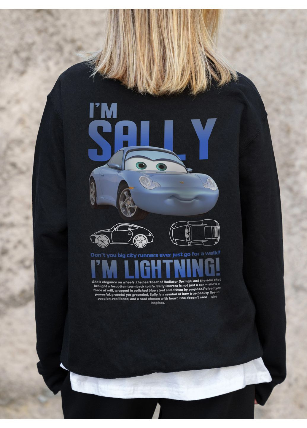 Черный женский утепленный оверсайз свитшот на флисе с принтом sally Without однотонный без декора (361680360)