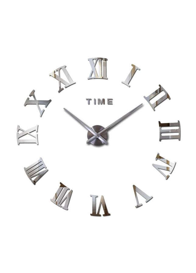 3D Часы зеркальные серебро Римские цифры Б230-47' No Brand (302242589)