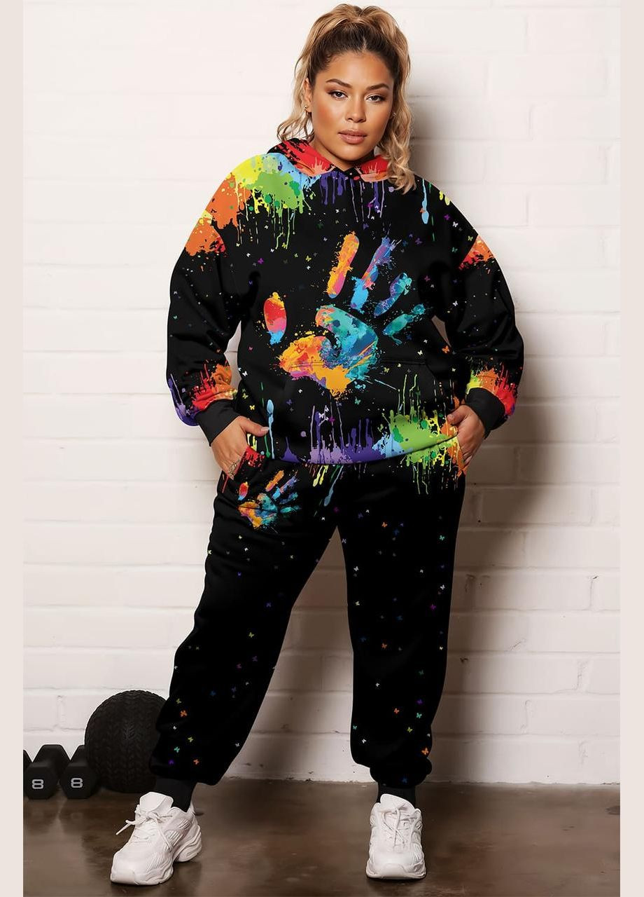 Женский спортивный костюм двойка батал рука Яскраво (323652192)