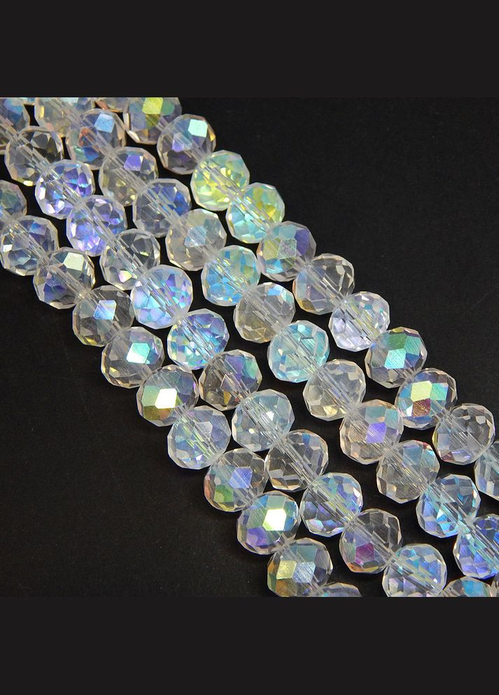 Бусины хрустальные Рондель,10х8 мм, прозрачные АВ+, 20 шт No Brand (340483277)