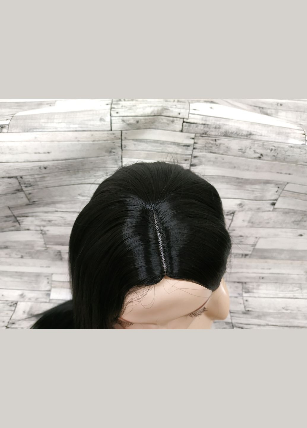 Парик женский прямой без челки с пробором черный длинный 100см No Brand 3769 (321967455)