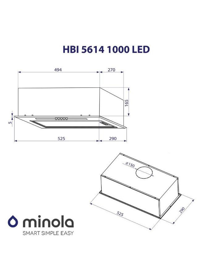 Витяжка HBI 5614 BL 1000 LED MINOLA (356139601)