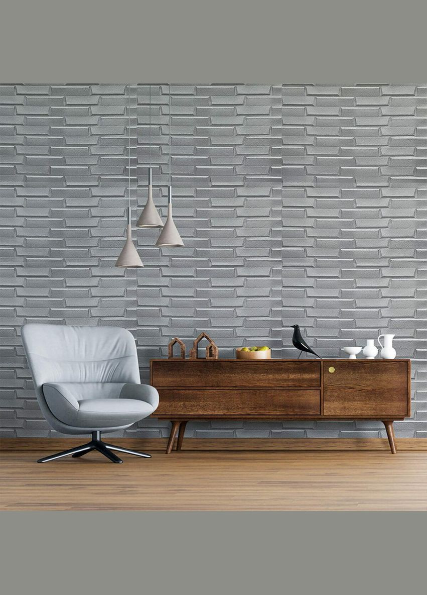 Самоклеящаяся 3D панель кладка серебро 19600x700x5мм (3DPanda-1365) Sticker Wall (323154677)