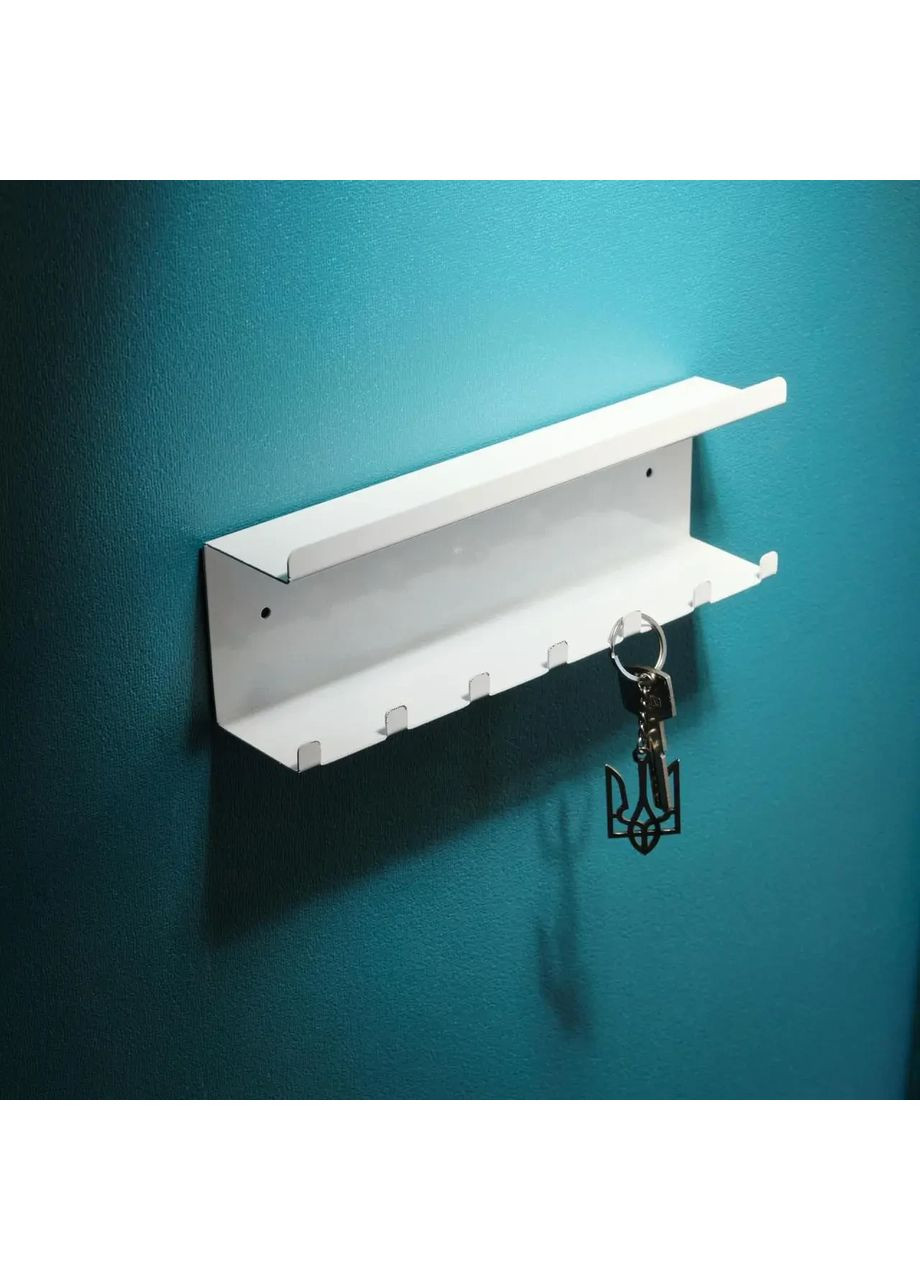 Ключниця настінна металічна 28х8.5х5см. Колір "білий" 7 гачків HM furnitura (365248693)