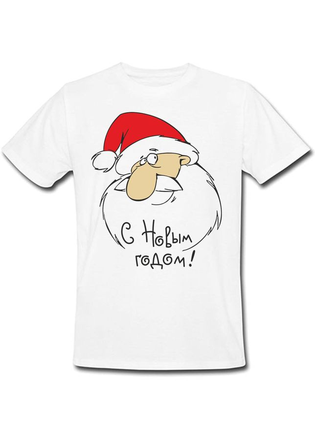 Біла футболка новорічна дід мороз "з новим роком! (біла) Fat Cat