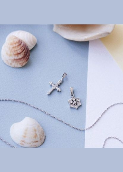 Підвіс срібний маленький сніжинка з білими фіанітами No Brand (333705216)