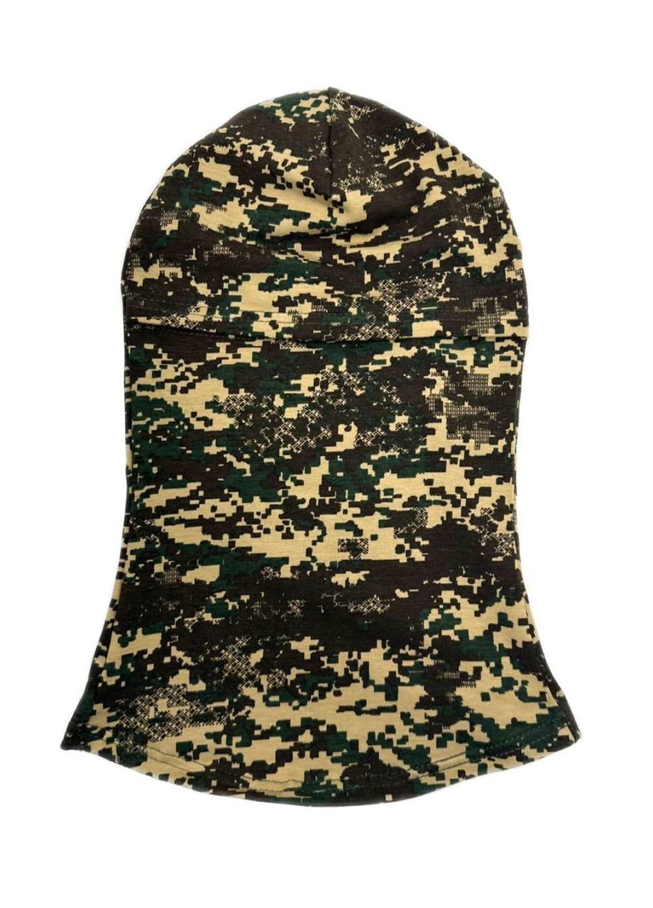 UA балаклава бавовняна літня хижак 55-58см, військова, хищник піксель комбінований кулір виробництво - Україна