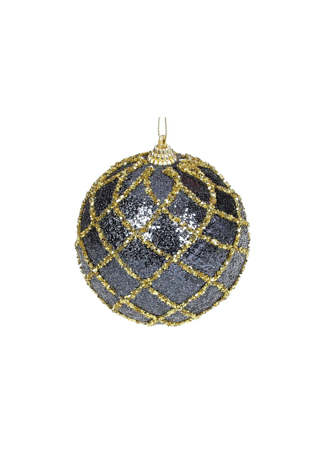 Елочный шар 10см с золотым орнаментом, цвет - синий с золотом. BonaDi (315008530)