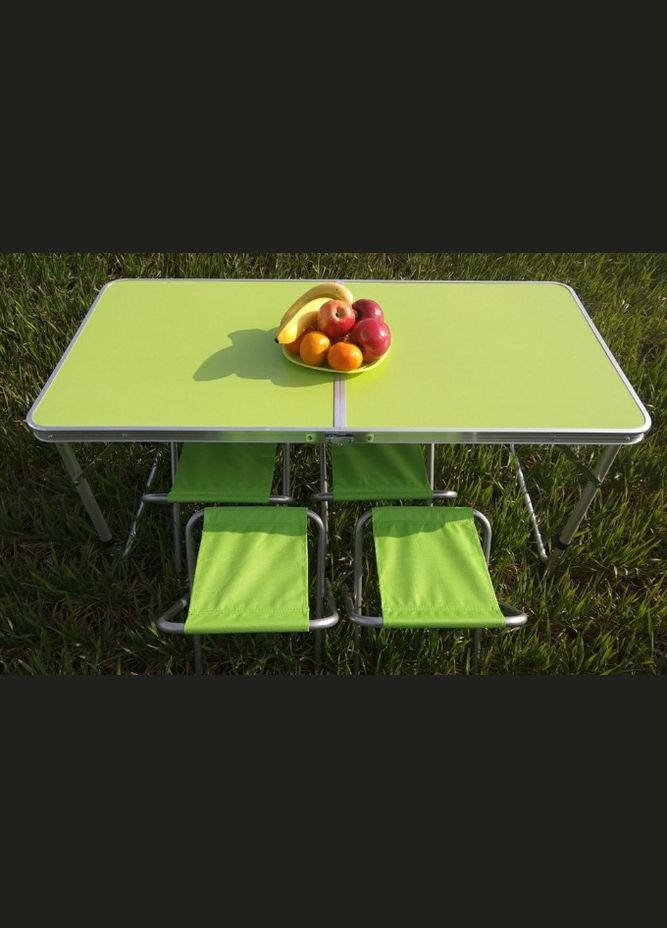 Складной стол для пикника + 4 стульчика Зеленый No Brand (294721481)