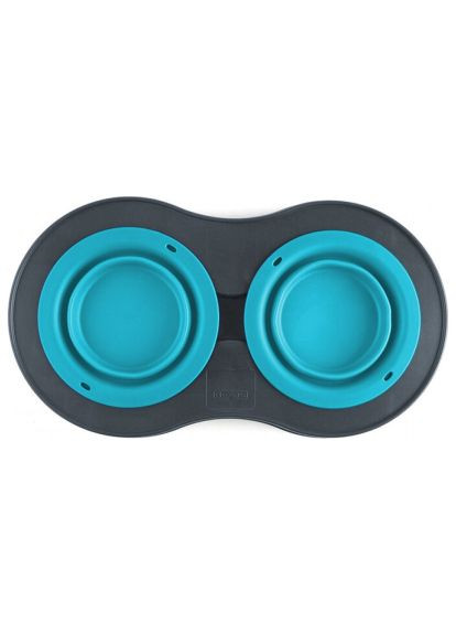 Посуда для собак Миска двойная на сложной подставке-большая 600 мл голубая (0084297306892) Dexas Миска подвійна на складній підставці-велика 600 мл (366691425)