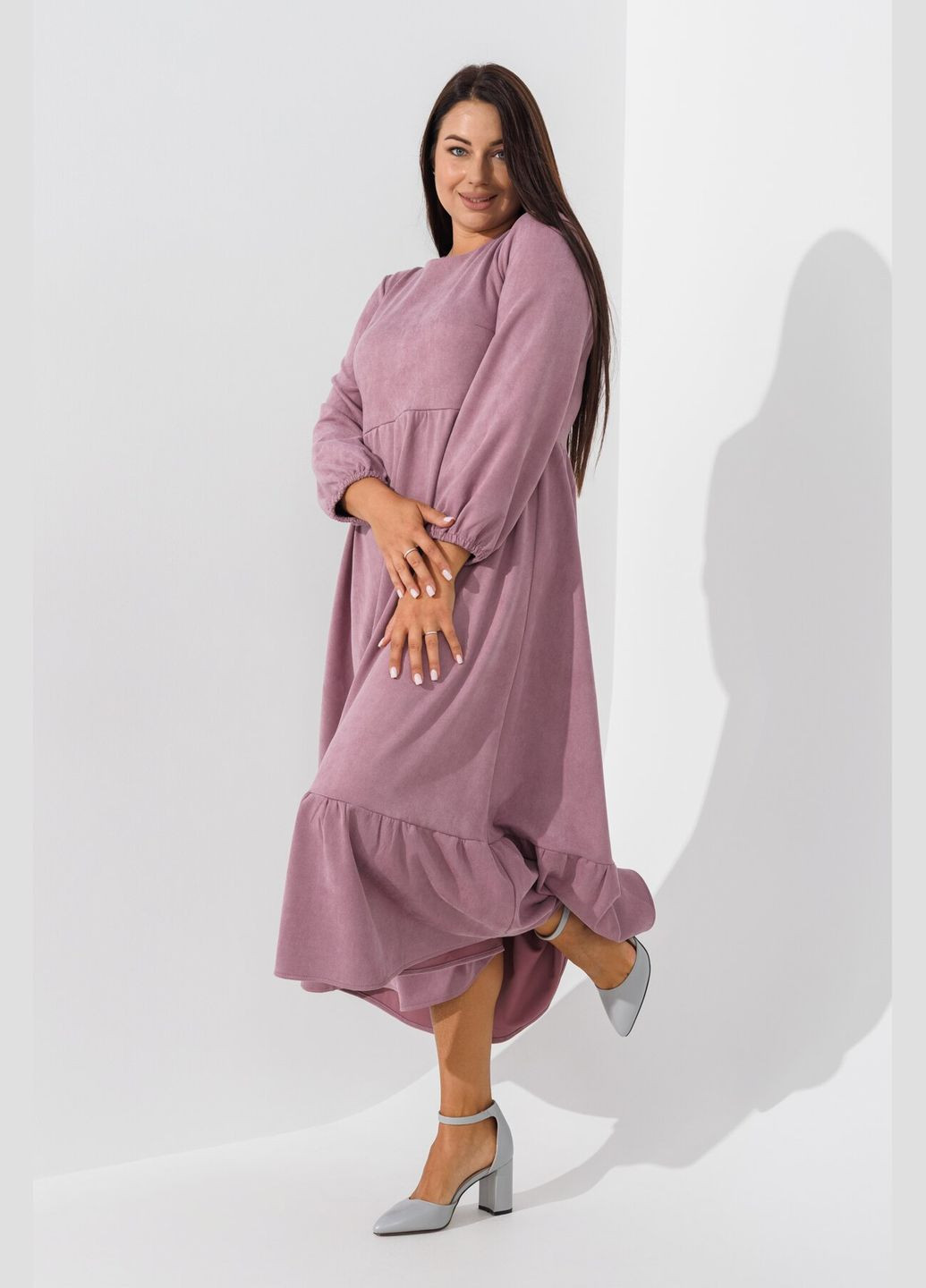 Сиреневое повседневный платье однотонное женское 2329 сиреневый (2000990735744d) shop (2000990735744) On me