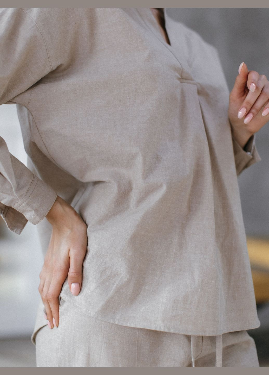 Бежева піжама жіноча з вареної бавовни almond s Leglo