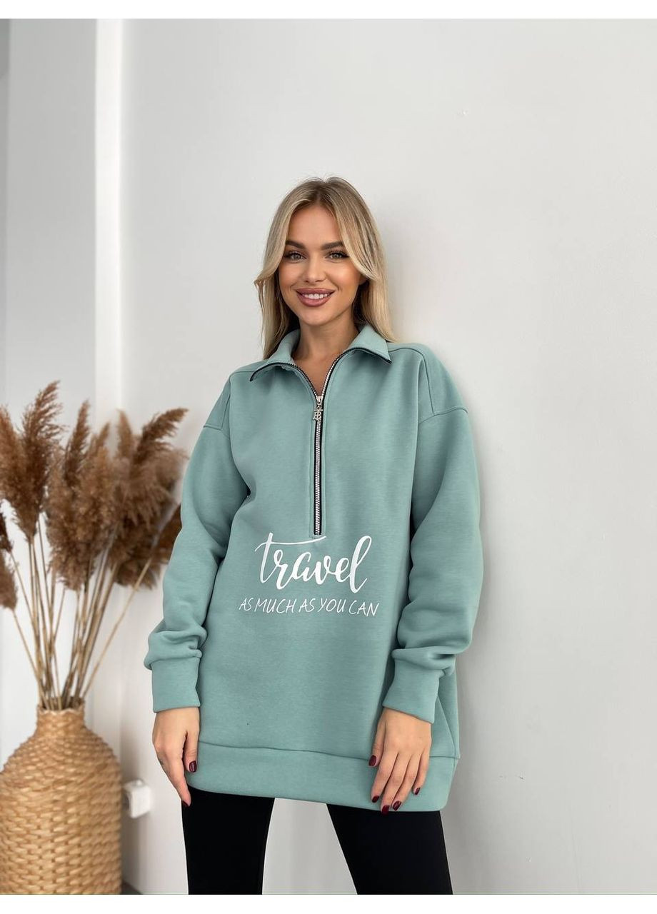 Зелений жіночий трендовий світшот — замір в описі GD/GL Модний простір однотонний без декору (368760509)