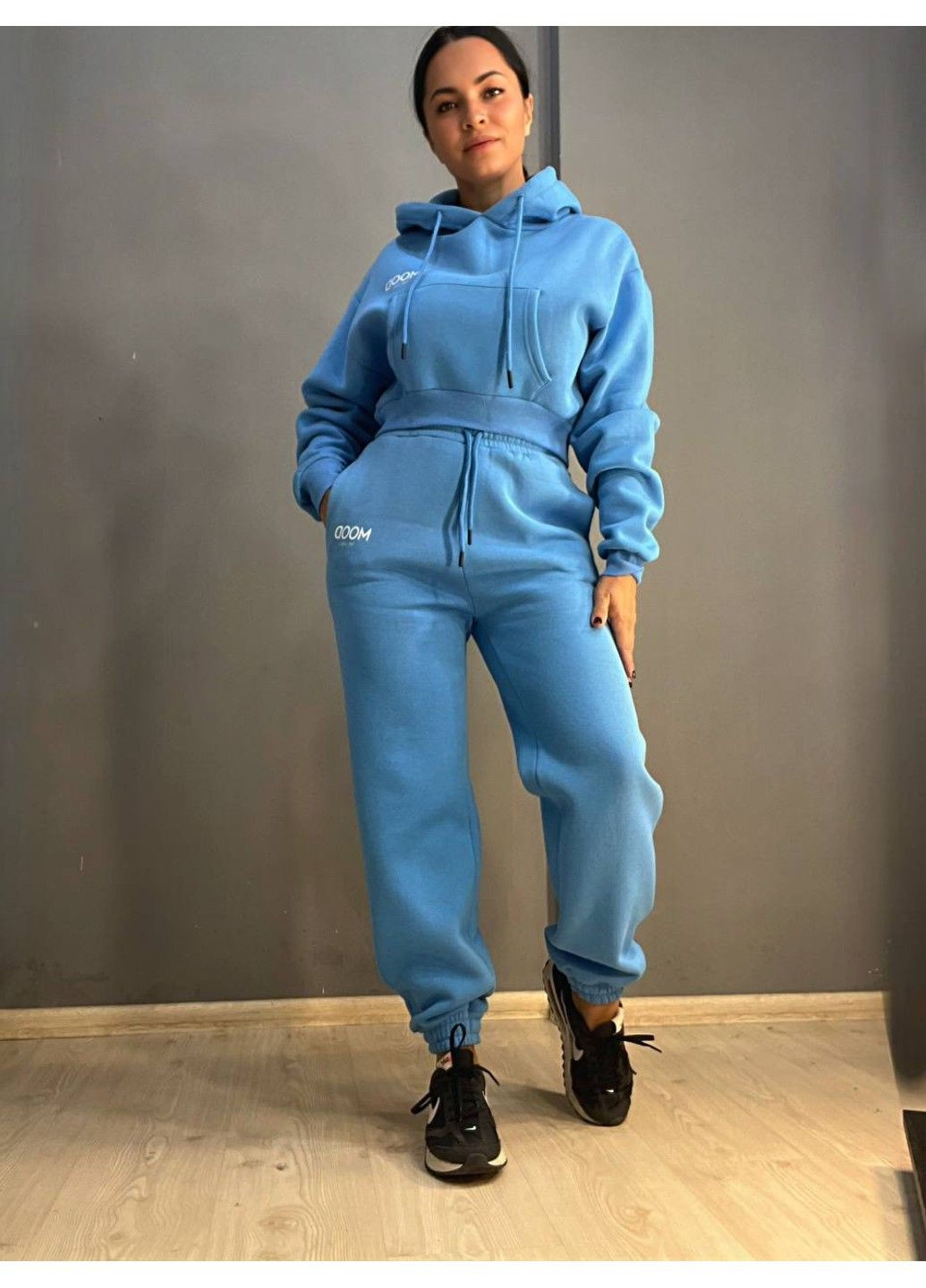 Костюм 493-497 світшот капюш короткий MOOD брюки резинка фліс Quzen (304062661)