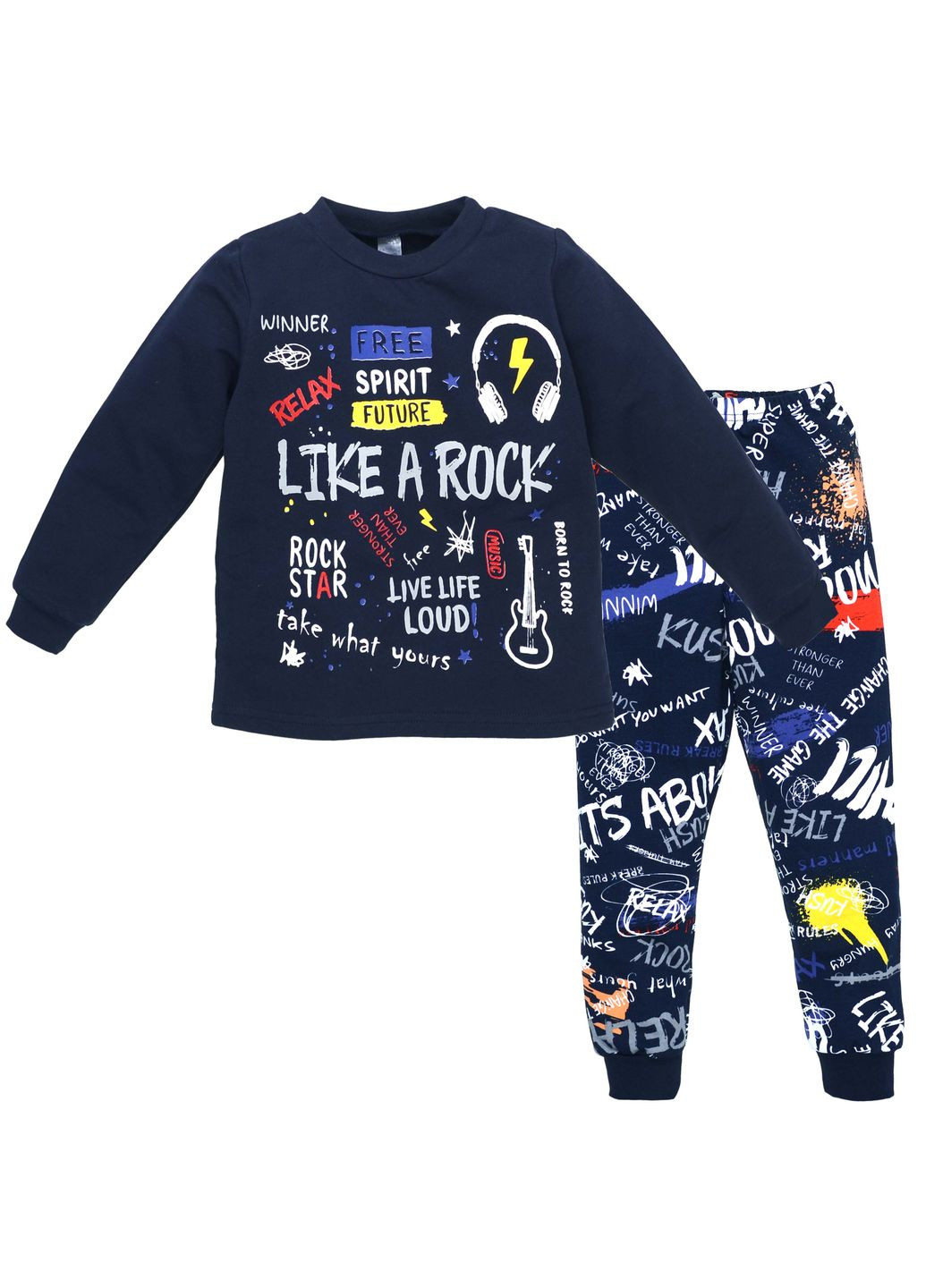 Синя зимня піжама дитяча татошка - зручна та стильна кофта + брюки JUGO 0102302рсп