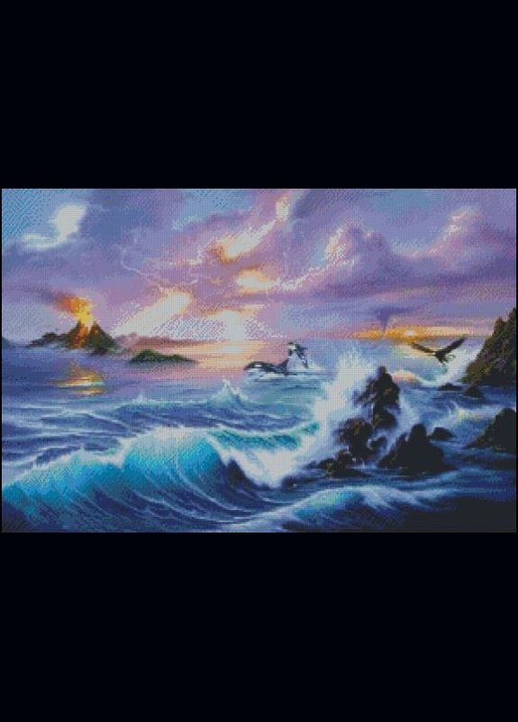 Набір для вишивки хрестиком. Розмір: 48*32 см Шторм Лоскуток (315356717)