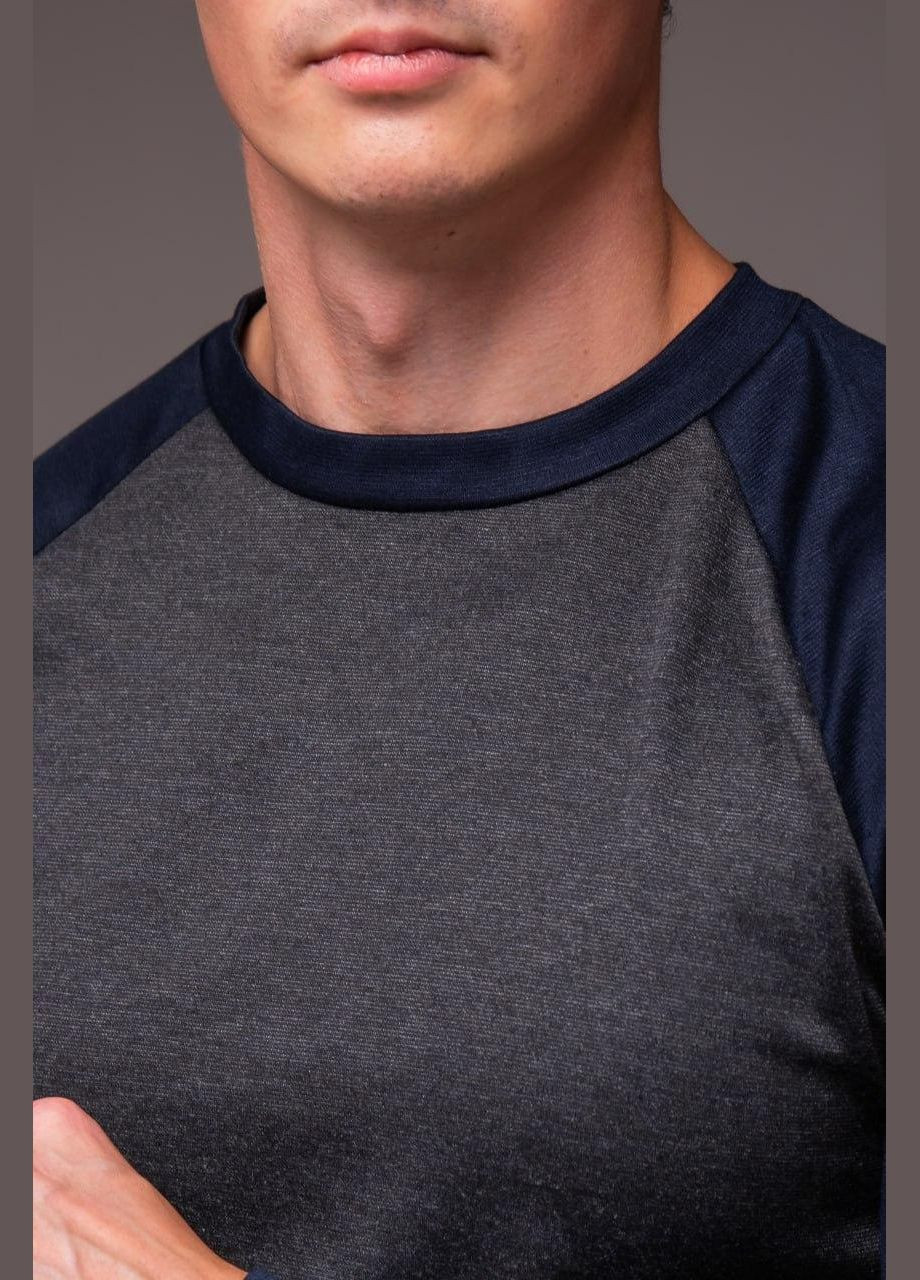 Темно-синий свитшот мужской - по фигуре JUGO однотонный без декора (333155229)