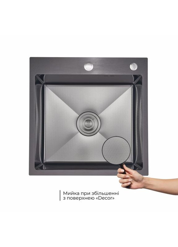 Handmade H5050HB Мойка для кухни интегрированная Decor Black PVD Honeycomb 2,5/0,5 мм LDH5050BDECPVD48369 LIDZ (364193871)