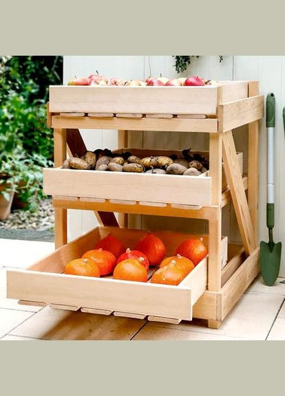 Стелаж для овочів і фруктів з дерева Кірета бланже (ЯХТ-005001) No Brand (327847610)